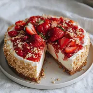 Easy Strawberry Crunch Cheesecake for 12 Servings