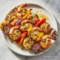 Garlic Butter Grilled Shrimp Skewers: Tender and Charred