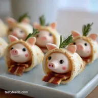 Cute Fun Kids Party Appetizer with Mini Pigs in a Blanket