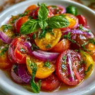 Ripe Heirloom Tomato Salad with Fresh Basil