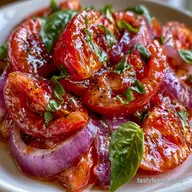 Tomato Salad with Red Onion and Fresh Basil