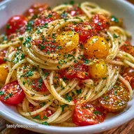 Vegetarian Heirloom Tomato Pasta with Garlic