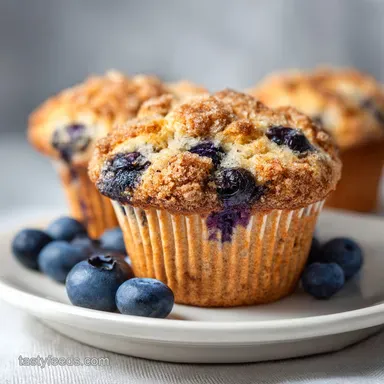 Classic Blueberry Muffins Recipe for 12 Servings Recipe Card