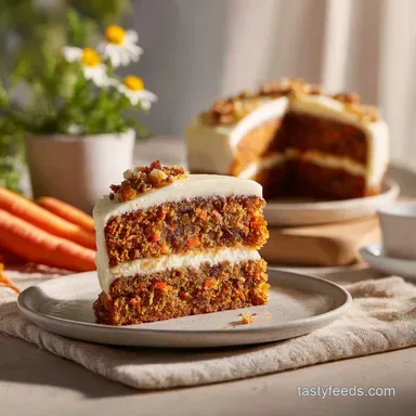 Classic Carrot Cake with Cream Cheese Frosting for 12 Servings Recipe Card