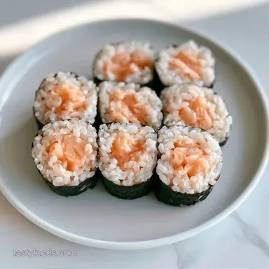 Cooked Salmon Sushi Roll for 8 Servings Recipe Card