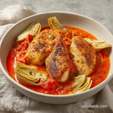 Creamy Tomato Artichoke Chicken: Whole30 Recipe Card