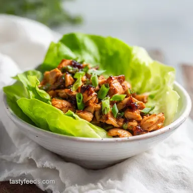 Easy Chicken Lettuce Wraps Recipe in 20 Minutes for 4 Servings Recipe Card