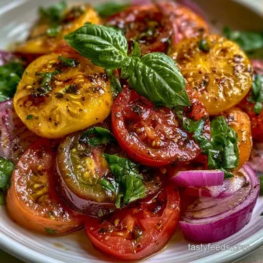 Easy Heirloom Tomato Salad in 15 Minutes Recipe Card