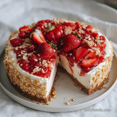 Easy Strawberry Crunch Cheesecake for 12 Servings