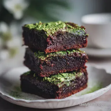 Fudgy Matcha Brownie Recipe with White Chocolate Recipe Card