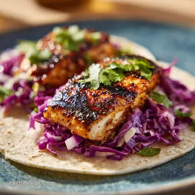 Grilled Fish Tacos with Chipotle Slaw in 20 Min Recipe Card