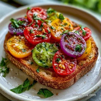 Heirloom Tomato Toast in 15 Minutes Recipe Card