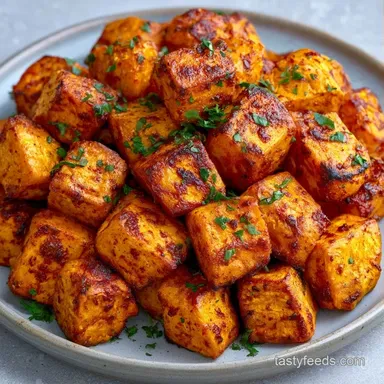 Indian Spiced Sweet Potatoes: Roasted Recipe Card