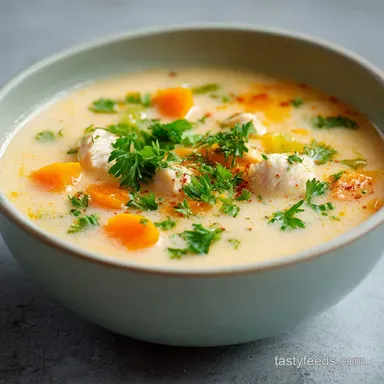 Instant Pot Healthy Chicken Pot Pie Soup with Mixed Vegetables Recipe Card