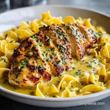 Lemon Garlic Butter Chicken with Parmesan Pasta for 4 Recipe Card