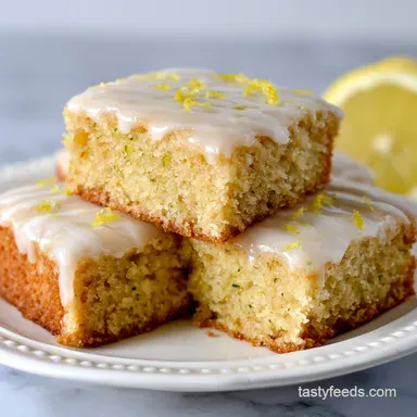 Lemon Zucchini Bars With Glaze | Baked Recipe Card
