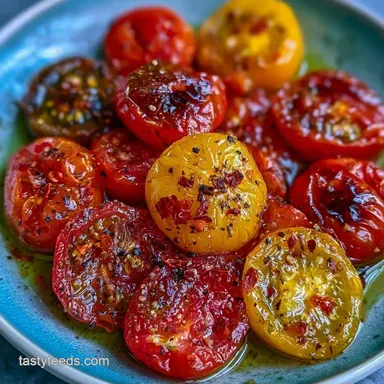 Roasted Peppered Heirloom Tomatoes Recipe Card
