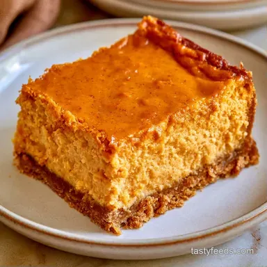 Pumpkin Cheesecake Bars with Gingersnap Recipe Card