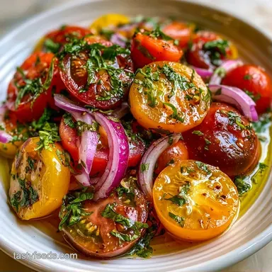 Ripe Heirloom Tomato Salad for 4 Servings Recipe Card