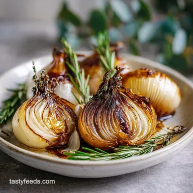 Roasted Onion Garlic Rosemary for 4 Servings Recipe Card