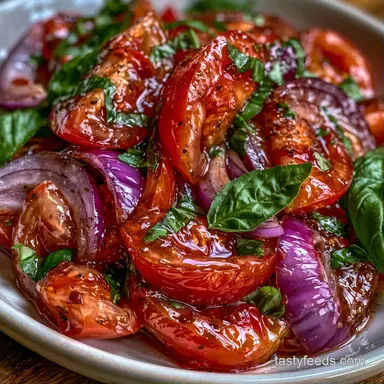 Tomato Salad with Red Onion in 15 Minutes Recipe Card