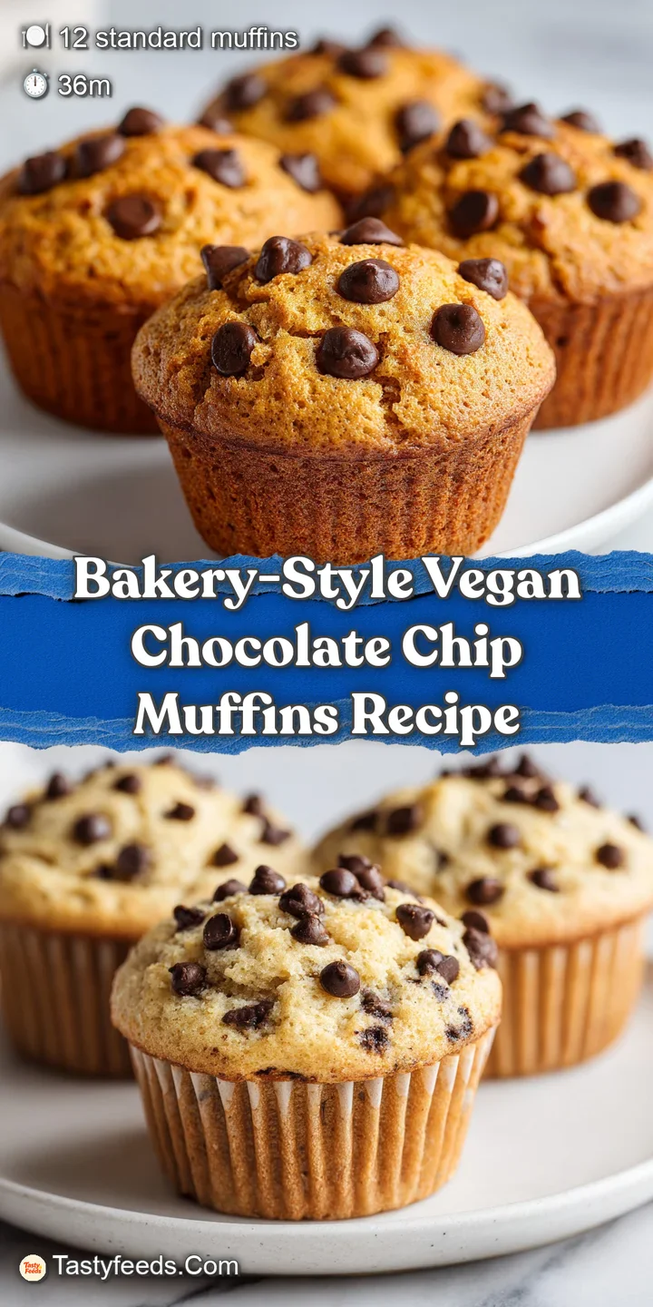 Close-up of a warm, tender vegan muffin with melted chocolate pools and a crumbly top.