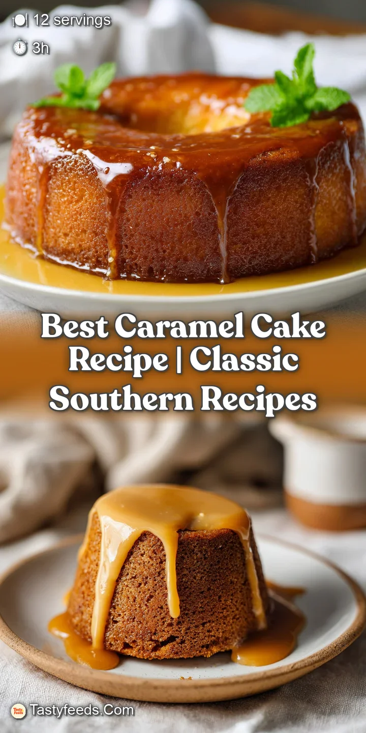 A close-up of a tender caramel cake, showcasing its sweet, buttery, glistening frosting.