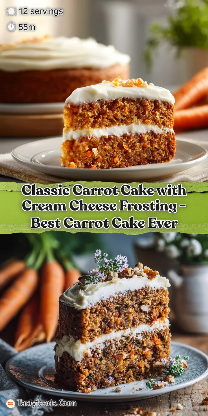 Close-up of rich cream cheese frosting melting over a textured, spice-flecked carrot cake slice.