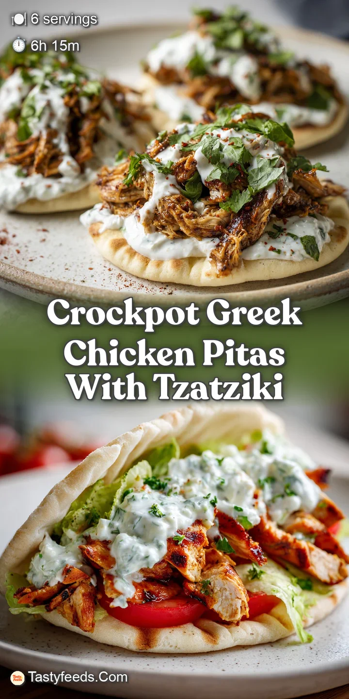 Close-up of moist, flavorful shredded chicken nestled in a pita, swirled with a cool tzatziki. A burst of fresh herbs visi...