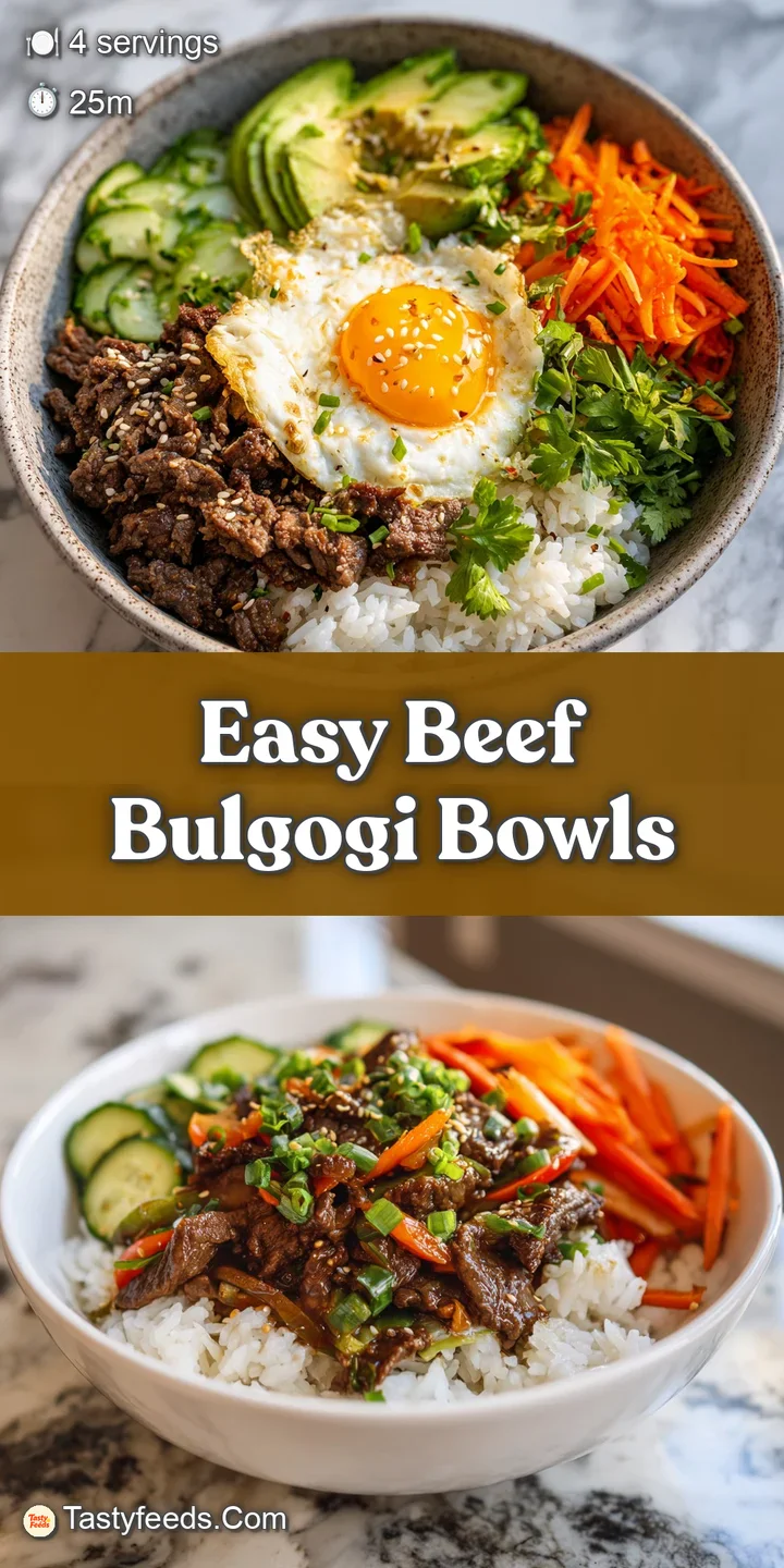 Close-up of sizzling beef bulgogi; rich, brown, slightly charred edges with glistening marinade over tender thinly sliced ...