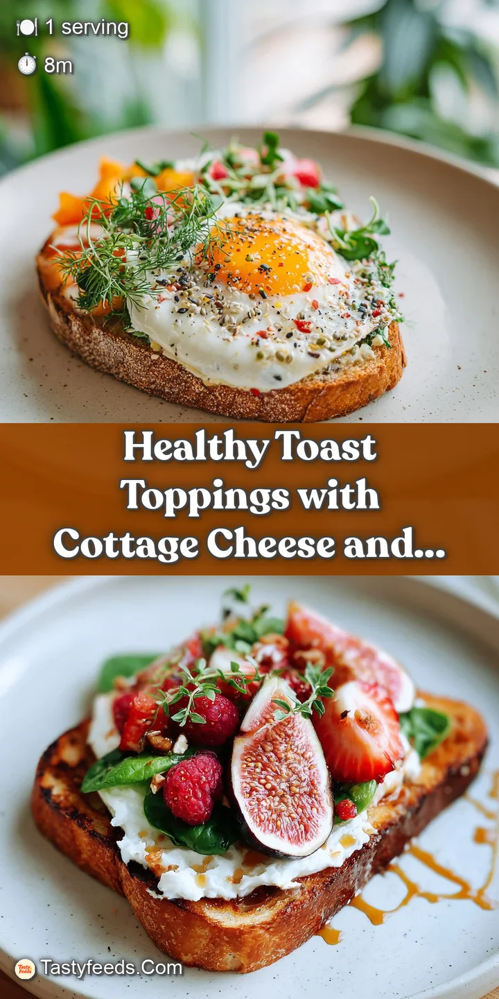 Close-up of a toast with creamy cottage cheese, glistening olive oil drizzle, and a sprinkle of vibrant red pepper flakes ...