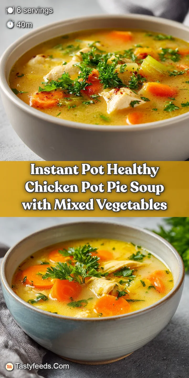 Close-up of succulent chicken chunks and tender orange carrots submerged in a rich, velvety cream-colored broth.