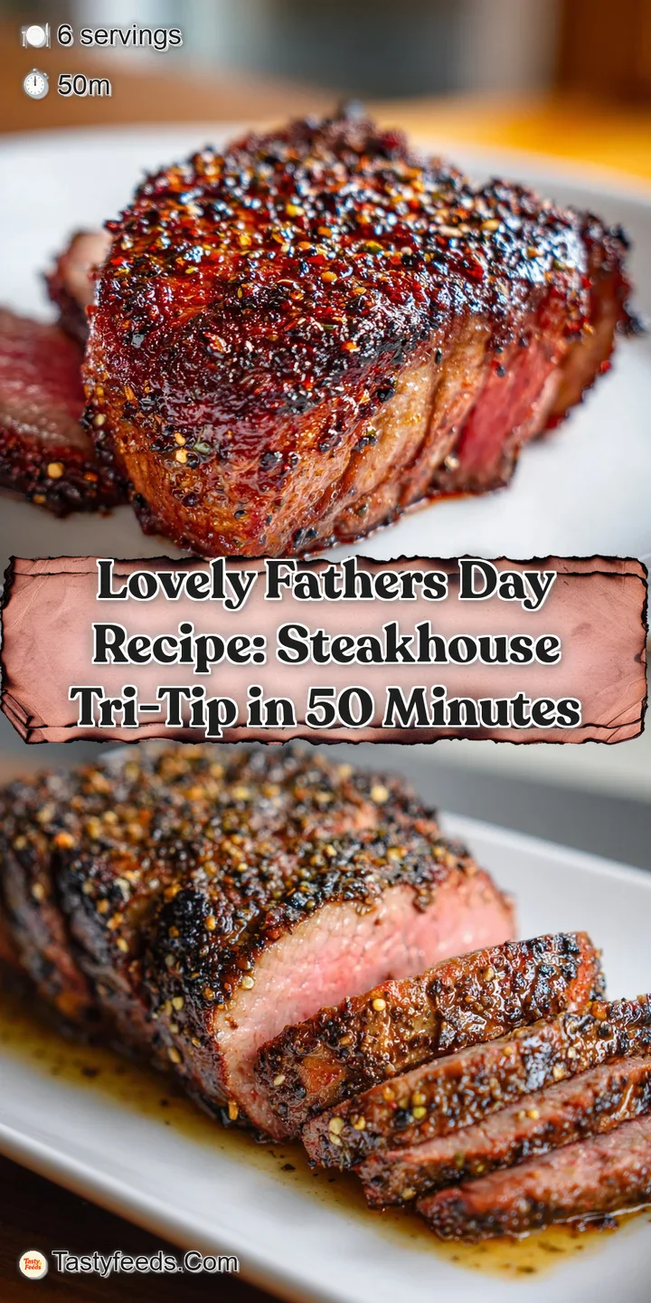 Close-up of tender tri-tip, seared with a beautiful crust, revealing a pink interior, promising a flavorful bite of steak.