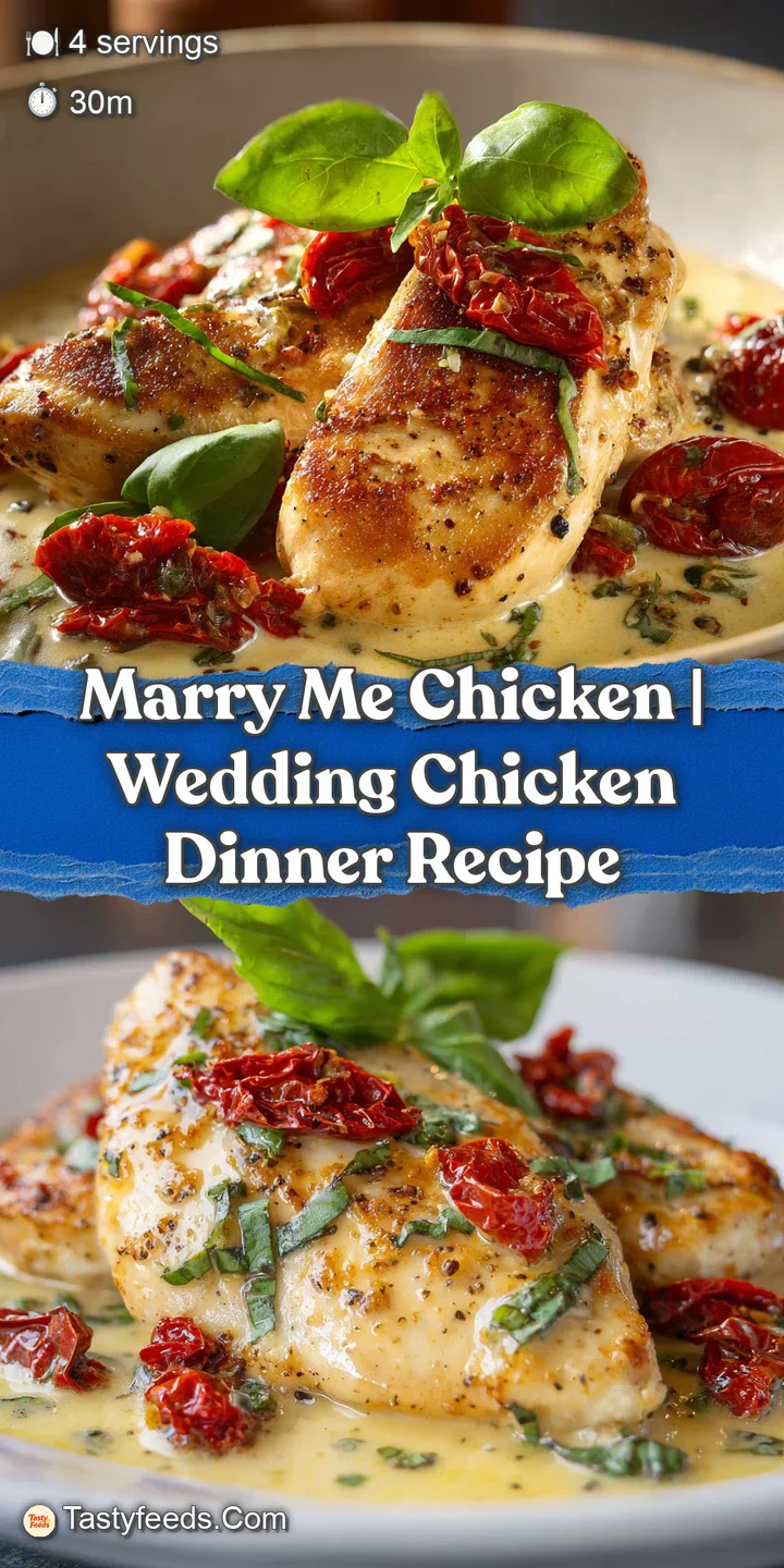 Close-up of juicy, golden chicken skin coated in a glossy cream sauce with chewy red sun-dried tomatoes on top.