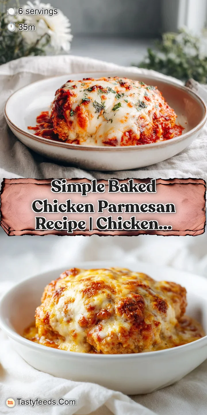 Close-up of glistening chicken parmesan, the melted cheese stretchy and browned, with vivid tomato sauce bubbling underneath.