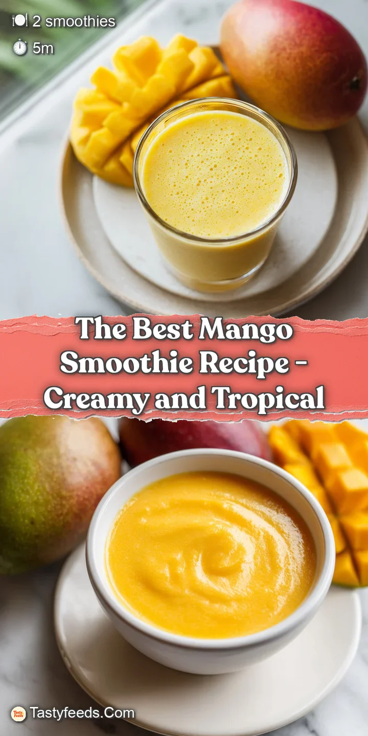 Thick, golden mango smoothie with a smooth, velvety texture, captured in a close-up shot.