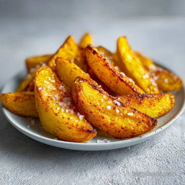 Rustic pile of golden potato wedges served in a wire basket with a side of creamy garlic aioli for dipping