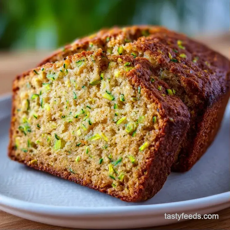 A thick slice of moist quick bread atop a white ceramic plate, garnished with a pat of melting butter and walnuts.
