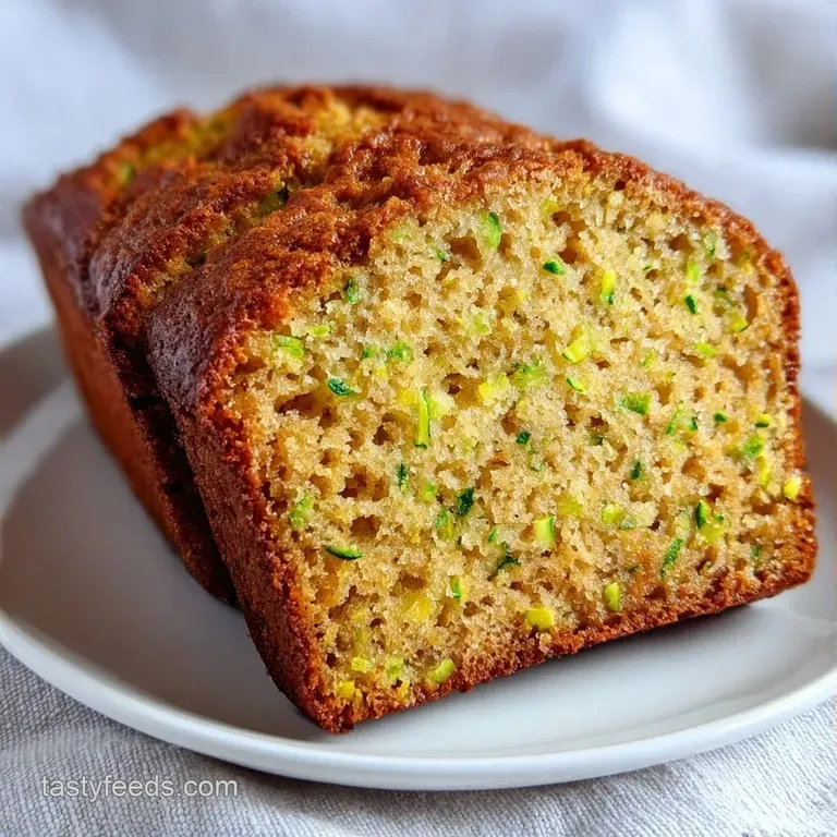 Thick slices of moist, golden loaf arranged on a white ceramic plate with a pat of melting butter and fresh mint.