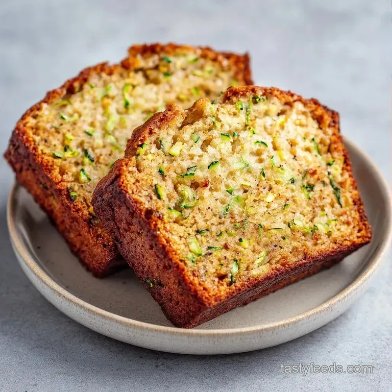 A thick slice of golden-brown quick bread topped with a melting pat of butter on a clean white ceramic plate
