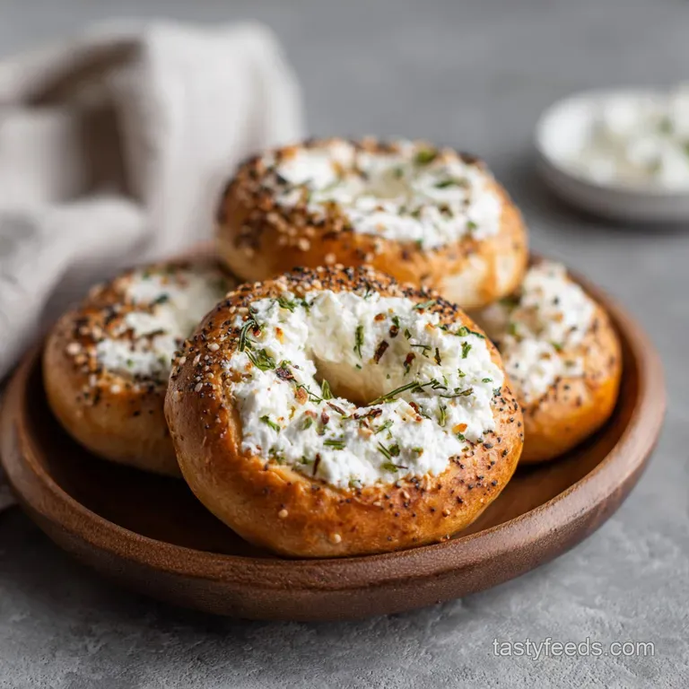 A single bagel, halved to reveal a soft, airy interior, glistening with melted butter on a white plate.