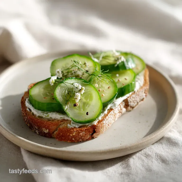Delicate cucumber sandwiches artfully arranged on a tiered stand with fresh dill sprigs.