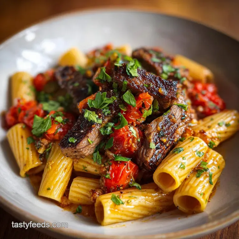 Cajun Steak Rigatoni: Velvety & Charred