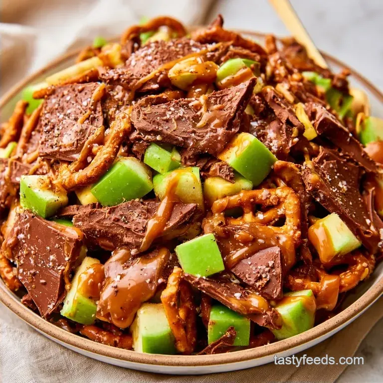 Caramel Apple Bark with Salted Pretzels