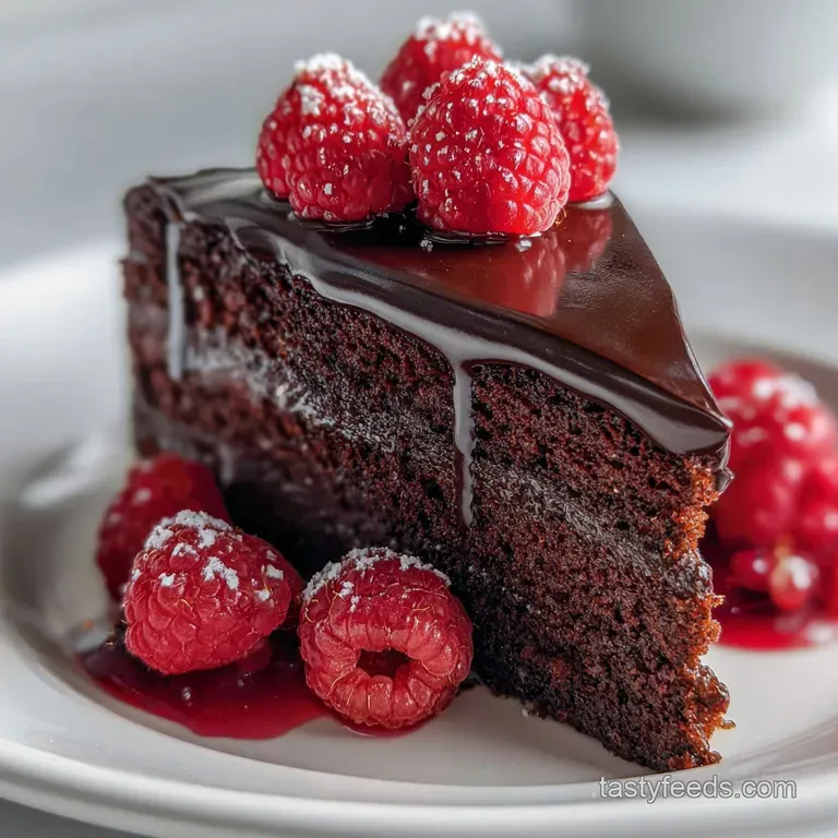 Chocolate Raspberry Truffle Cake: Silky & Dense