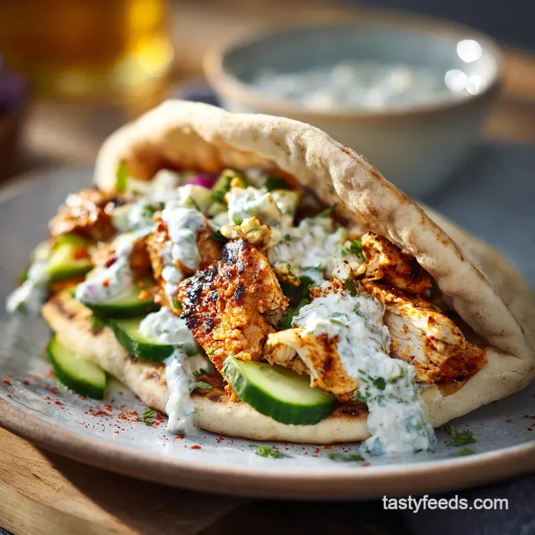 Crockpot Greek Chicken Pitas with Tzatziki
