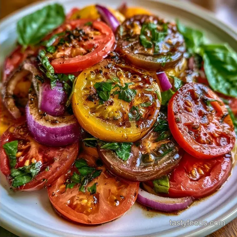 Easy Heirloom Tomato Salad with Balsamic Vinaigrette