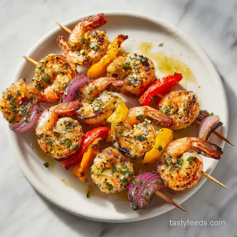 Garlic Butter Grilled Shrimp Skewers: Tender and Charred