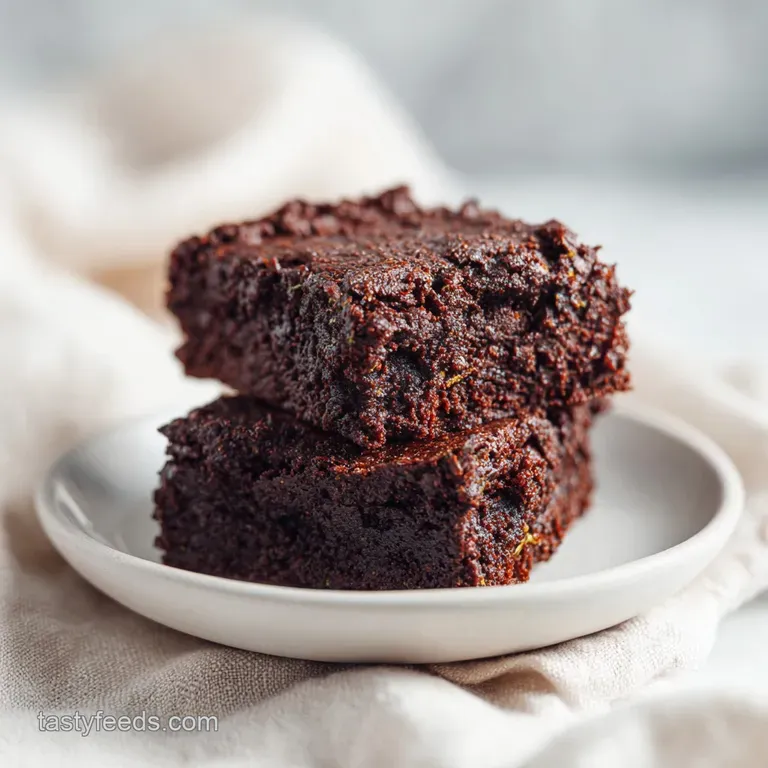 A glossy brownie square revealing moist interior, garnished with fresh mint, inviting textures and colors on a crisp white...