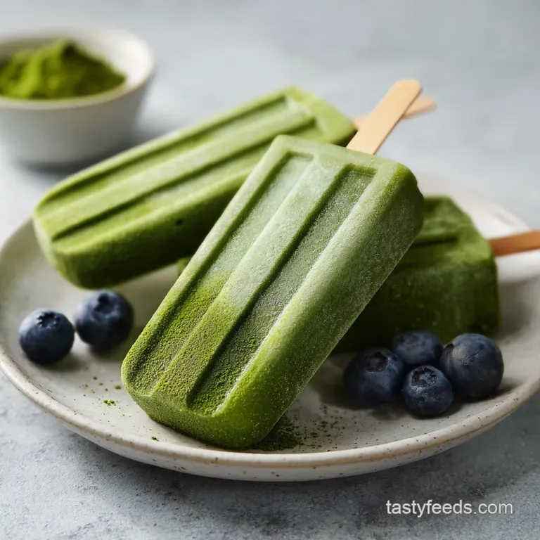 Creamy Green Tea Coconut Popsicles